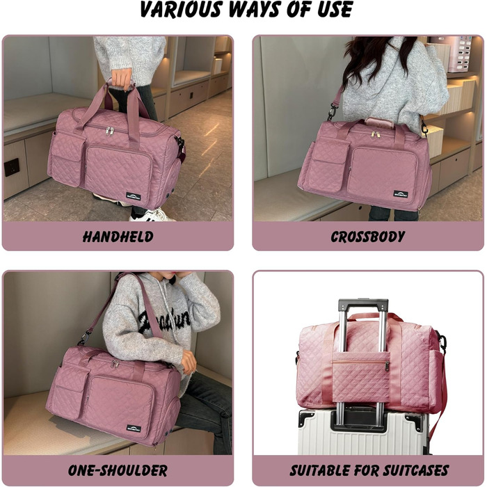 Спортивна сумка для жінок та чоловіків з відділенням для взуття та мокрих речей, водонепроникна сумка для подорожей, йоги, залу та басейну (Колір: Бузковий)