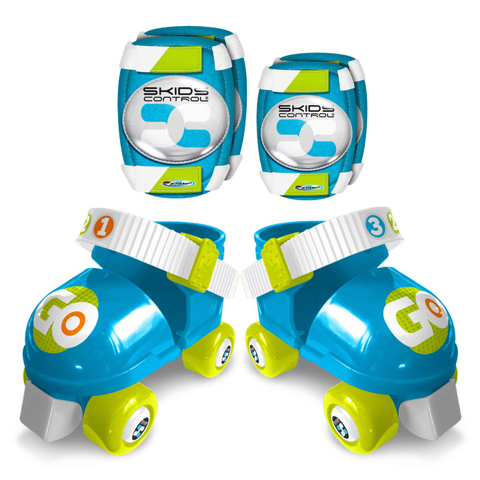 Роликові ковзуни дитячі розмір 23-27 + захист для ліктів та колін (синій, блакитний та зелений)