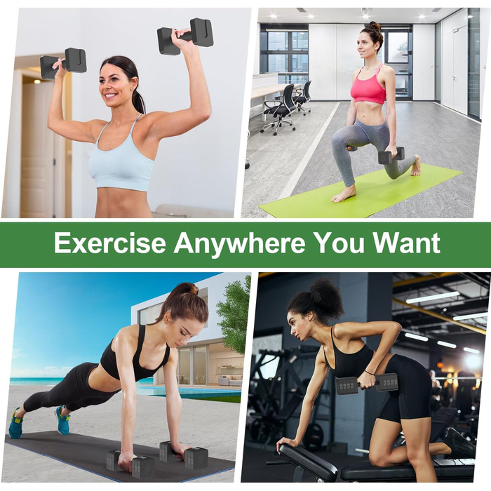 Набір гантелей Hezeyferg 10.0 кг, регульовані, 5 рівнів ваги (1.4-5.0 кг), для дому, для жінок та чоловіків