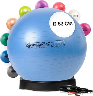 Гімнастичний м'яч Pezziball MAXAFE 42–75 см із підставкою та насосом, 53 см, світло-блакитний