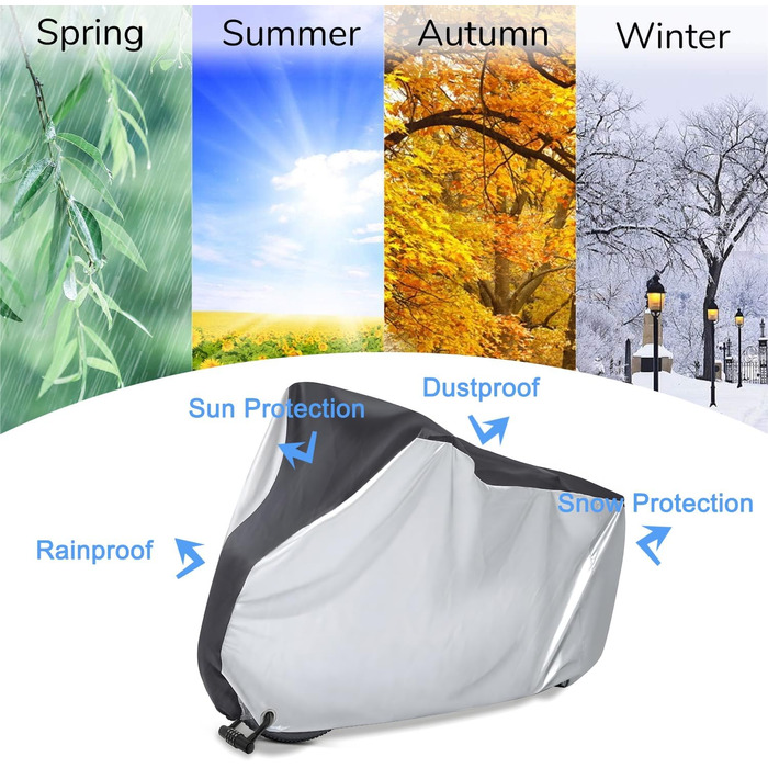 Захисний чохол для велосипеда MINVOO: водонепроникний, від сонця, пилу та вітру. Підходить для електровелосипедів. Срільно-чорний колір