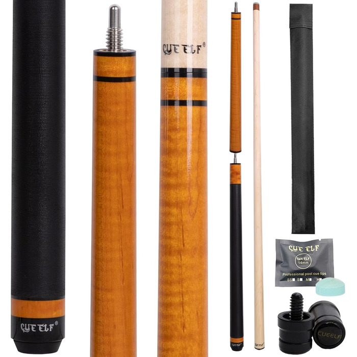Білльярдний кий CUEELF Heavy Hitter для брейків, 652 г, 3 частини з твердою зеленою бакелітовою вершиною, склеєне дерево, пофарбований, 21 oz, цукровий/медовий