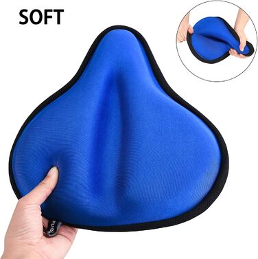 Покриття для велосипедного сидіння Sattelbezug, 27 x 25 см, гелеве, широке, для стаціонарних велосипедів, велотренажерів, спиннингу, з гелевою подушкою, м'яке, темно-синій