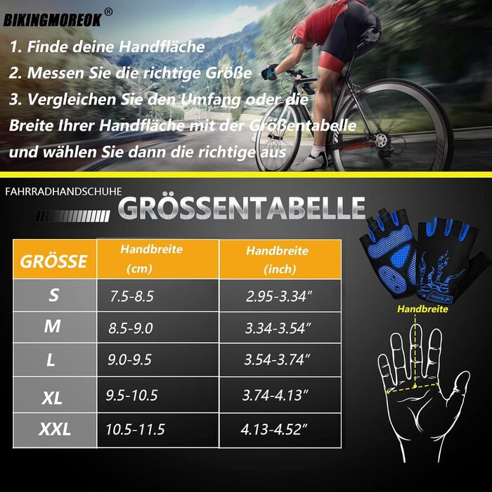 Велосипедні рукавички BIKINGMOREOK для чоловіків та жінок, дихаючі, MTB, mountainbike, унісекс (синій, S)