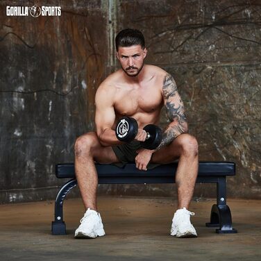 GORILLA SPORTS® Силова лава для жиму, до 400 кг, гумові ніжки, чорна — універсальна фітнес-лава для тренувань вдома, пресу та жиму лежачи