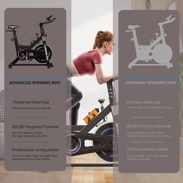 Шосений велотренажер Soges з магнітним опором, спінінг-байк, фітнес-велосипед з монітором пульсу та LCD-дисплеєм, підставка для планшета, до 150 кг, чорний