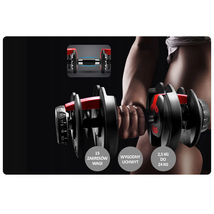 Регульовані гумовані гантелі Eiflex 1 x 24 кг
