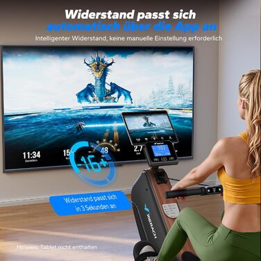 Гребний тренажер MERACH для дому, складаний, магнітний, тихий, з додатком, подовжені направляючі, електричне налаштування (самостійно)