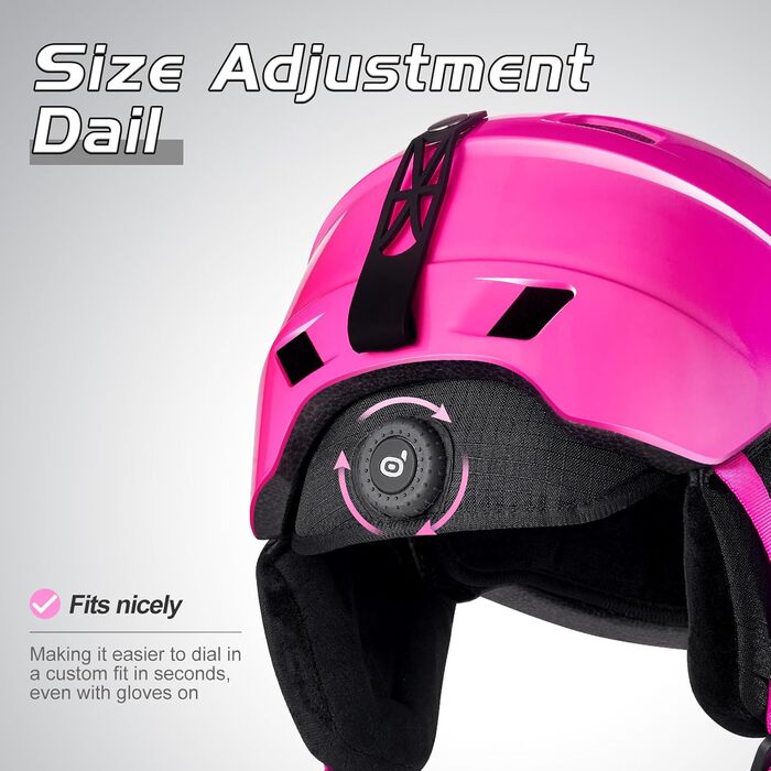 Шолом та маска для гірськолижного спорту Odoland: комплект для жінок та чоловіків, захист UV 400, стійкість до вітру, градієнт рожевого кольору, розмір M (55-59 см)