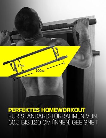 Турнік SPORTINATOR® для стандартних дверних отворів, 100×27×34 см, складаний, з м'якими ручками — для домашнього спортзалу