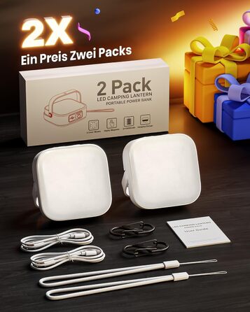 Ліхтар намету Eventek 2 шт. 4000LM, 10000mAh, LED, водонепроникний, 4 режими, для кемпінгу, походу, надзвичайних ситуацій