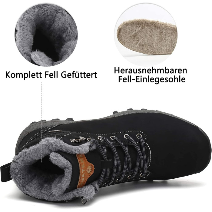 Зимові черевики для чоловіків та жінок. Теплі зимові чоботи Outdoor. Чорні черевики для снігу, 40 EU