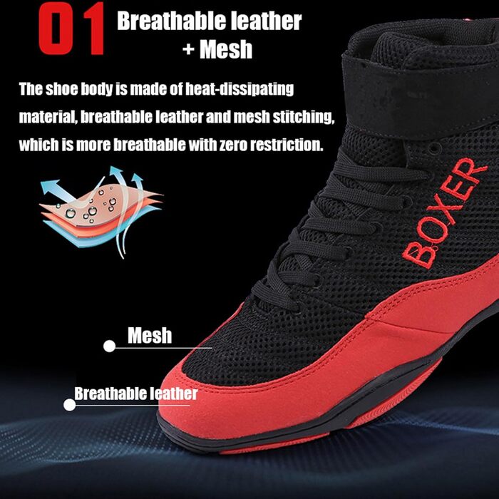 Дитячі боксерські кросівки для занять боксом, боротьбою та пауерліфтингом. Зручні, легкі, з гумовою підошвою, дихаючі. Для хлопчиків та дівчаток, чоловіків та жінок. Розмір 33 EU, червоні.