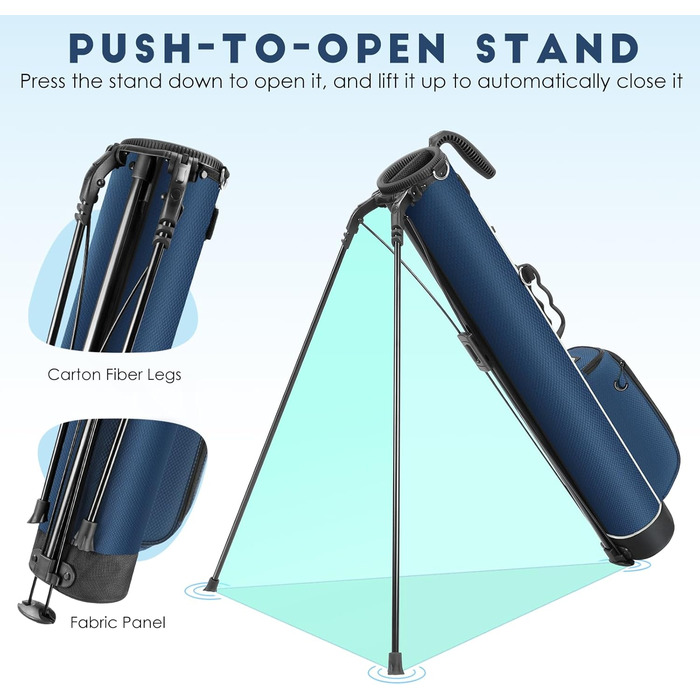 Сумка для гольфу Findway з регульованими плечовими ременями, 2-вегевий роздільник, 2 кишені, легка, для чоловіків та жінок, блакитна