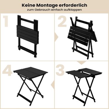 Складаний столик Woltu з алюмінію для дачі, балкону та саду, 50.5x47x59.5 см, чорний