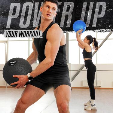 М'яч для ударів Yes4All Medizinball - 4.5кг, 6.8кг, 9кг, 11.3кг, 13.6кг, 18кг - чорний, синій, блакитний, помаранчевий, глянцевий для силових тренувань та фітнесу