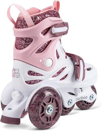 Дитячі ролики Cariboo для початківців, регульовані, 2 розміри, з навчальними колесами, рожеві, для дівчаток, балерина (31-35, рожево-сливовий)