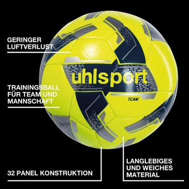 М'яч для футболу Uhlsport Team – тренувальний, розмір 5, для аматорів та професіоналів, жовто-срібний