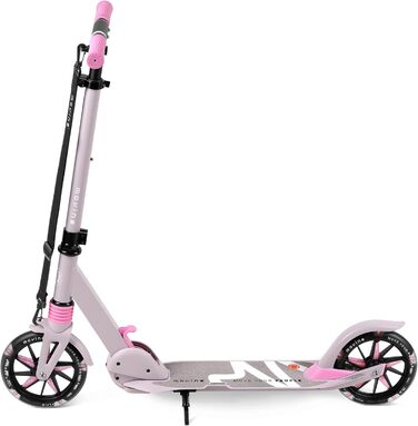 Електросамокат Movino City Light для дітей та підлітків, LED, 180мм колеса, амортизатор, регульований кермо, колір сіро-рожевий