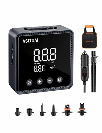 Електричний насос AstroAI для SUP-дошок, матраців та наметів (20PSI, 12V DC)