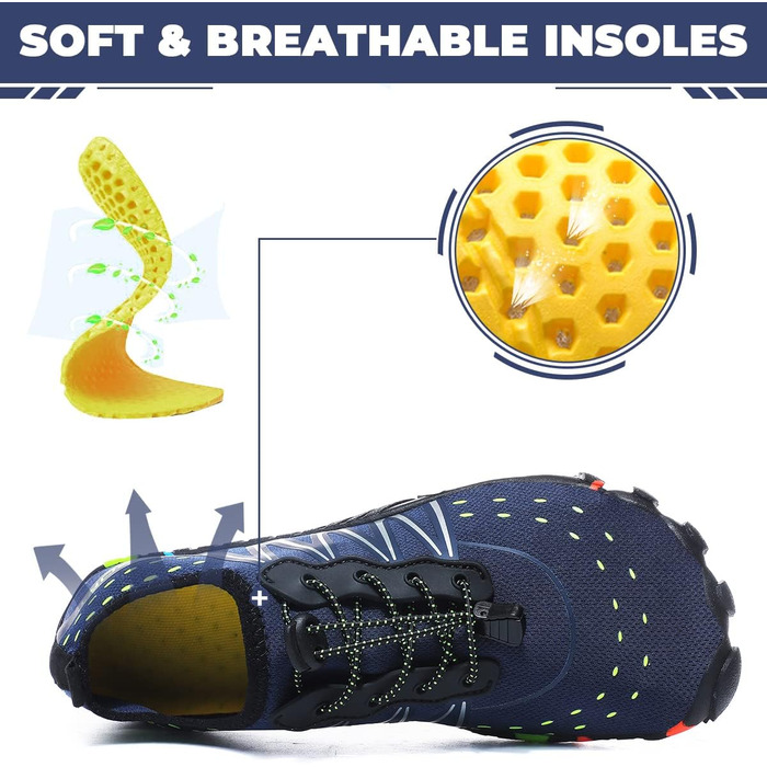 Чоботи для плавання Ziitop: чоловічі та жіночі, для пляжу, швидко сохнуть, з дренажними отворами. Ідеальні для каякінгу, фітнесу, трейлраннінгу та хайкінгу. Розміри 35-46.