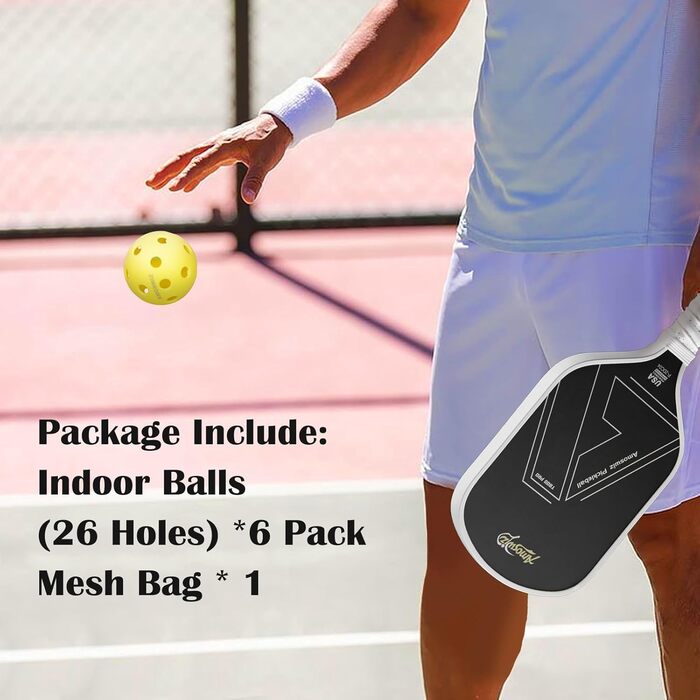Набір м'ячів для піклболу (6 шт.) з сумкою для сітки, жовті, для тренувань та турнірів