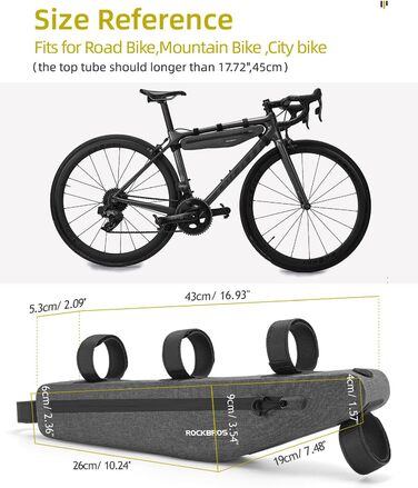 ROCKBROS Водонепроникна велосипедна сумка на раму 1,5 л, трикутна, для MTB, шосейних та електровелосипедів