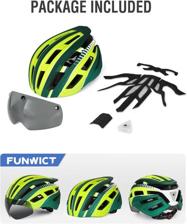 Велосипедний шолом FUNWICT для чоловіків і жінок з LED-підсвіткою, магнітним козирком та знімною підкладкою, шолом для катання на велосипеді