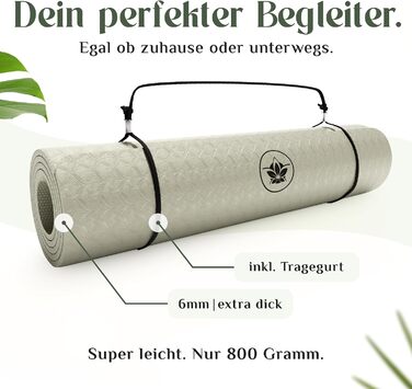 YOGALABS® Преміум йога-мат для фітнесу та пілатесу з екологічного TPE 185x60x0,6 см, нековзкий, без шкідливих речовин, дизайн Boho Mountains