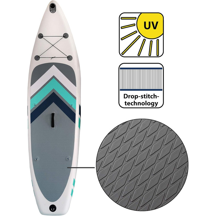 Набір SUP Alpidex Stand Up Paddle 305 см, надувний, до 150 кг, стабільний, легкий, повний комплект (білий)