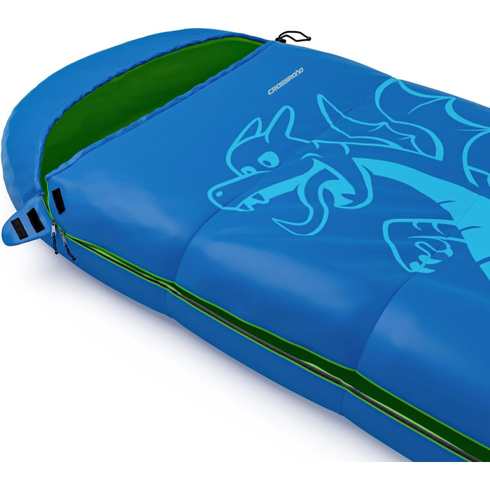 Дитячий спальний мішок Crossroad Akutan Drache 170 см - водонепроникний, для кемпінгу, блакитний