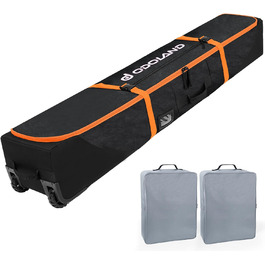 Чохол для лиж з роликами Odoland, водонепроникний, 190 см, для 2 пар лиж/спортивного взуття, помаранчевий