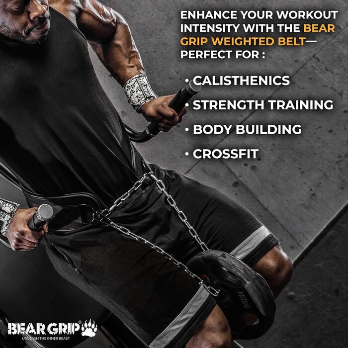 Пояс для підтягувань та віджимань Bear Grip з утяжненням для силових тренувань та бодібілдингу (чорний)