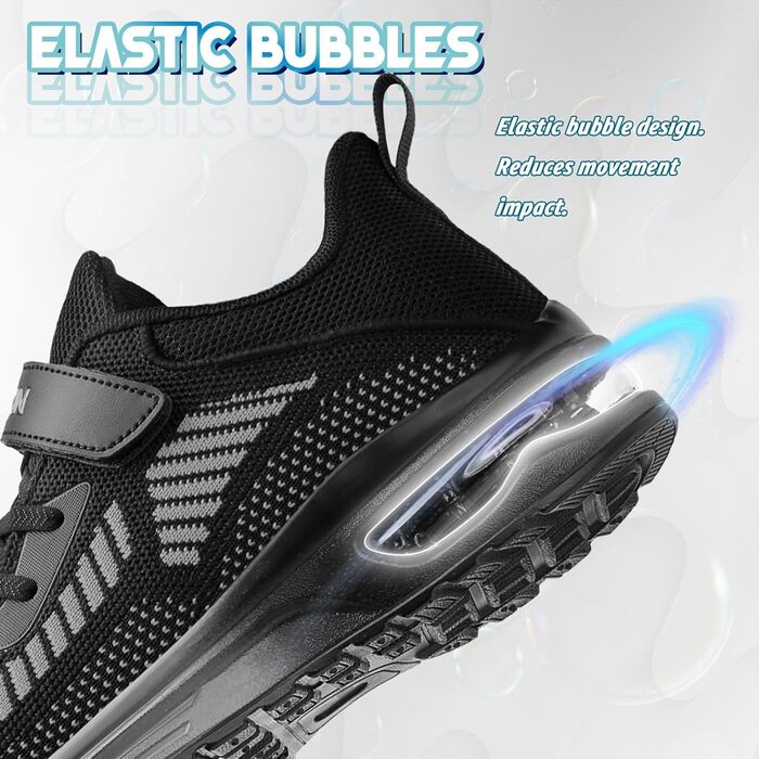 Дитячі кросівки ASHION для хлопчиків та дівчаток: м'які, гнучкі, стабільні, для фітнесу та занять у залі, розмір 35 EU, чорно-сірий