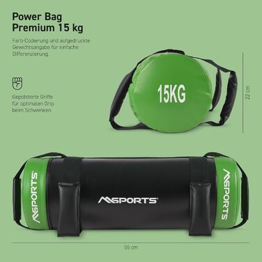 MSPORTS Power Bag Premium 5-30 кг: Фітнес-мішок для функціональних тренувань, вага 5-30 кг