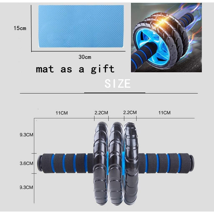 Колесо для пресу Ab Wheel - тренажер для фітнесу та зміцнення м'язів пресу, неслизькі ручки, для дому та спортзалу (зелений)