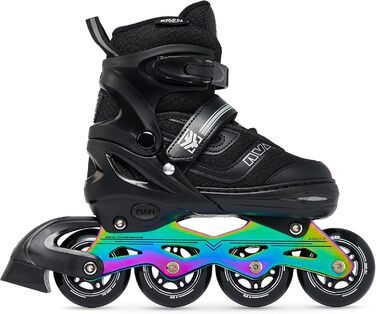 Інлайнери роликові ковзани RAVEN 2в1 для дітей та дорослих, регульовані (30-33 (18,5-20,5 см), Drill Black/Neo Chrome з лезами)