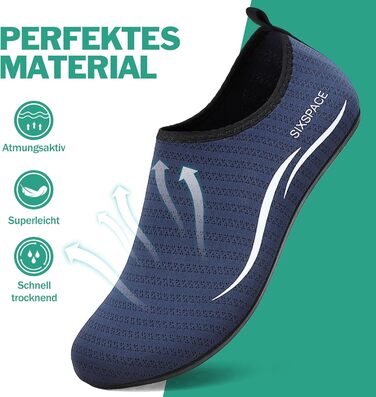 Чоловічі та жіночі аквашузи Sixspace для плавання, серфінгу та йоги. Швидка сушка, дихаючі, синього кольору. Розмір EU 40