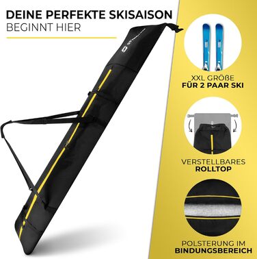 Чохол для лиж STYNGARD KITZBÜHEL (2 пари) - XXL, чорно-жовтий, водонепроникний