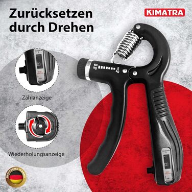 Набір для тренування сили хвата 2 шт. (5-60 кг) - тренажер для пальців, рук та передпліччя. З лічильником, чорний