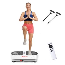 Віброплатформа Funlife 120кг, 180 рівнів, 5 програм, Bluetooth, динаміки + троси для тренувань - для всього тіла, біла