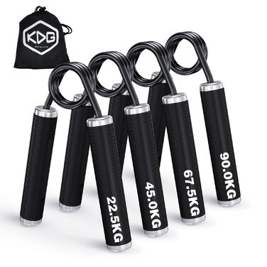 Тренування для рук KDG: набір 4 або 6 шт. (22.5-157.5 кг), металевий тренажер для хвату, неслизький, для розвитку м'язів та реабілітації рук, чорний