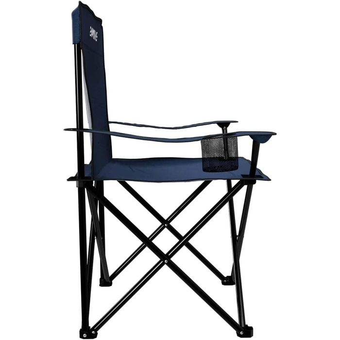 Складний стілець 24MOVE® для відпочинку: синій кемпінговий стілець для риболовлі з підстаканником, для саду та відпочинку на природі, поліестер