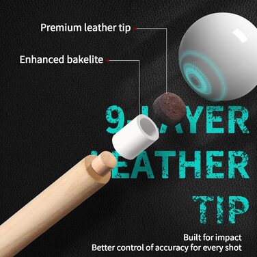 Більярдний кий Kmise професійний, 147 см, канадське кленове дерево, 13 мм шкіряний наконечник, 3D-антиковзаючий грип, для дорослих/початківців/професіоналів, набір 4 шт.