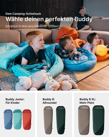 Дитячий спальник Qeedo Buddy Junior для кемпінгу (10-25°C) - 3 сезони, до 140 см (Синій кит)