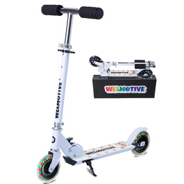 Самокат дитячий Roller 2-колісний, складаний, з LED-підсвічуванням коліс, регульована висота (3 положення), білий, для хлопчиків та дівчаток 3-12 років