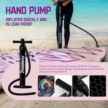 Надувний SUP-борд FunWater 10'6'-11'6' – ідеальний для початківців та сімей, з антиковзким EVA-деком, веслом, насосом та аксесуарами (10'6-TIKI LILA)