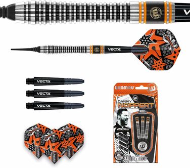 Професійний набір дартсів WINMAU Danny Noppert Signature Edition 2.0, вольфрамові дротики 18 г з оперенням та стрижнями