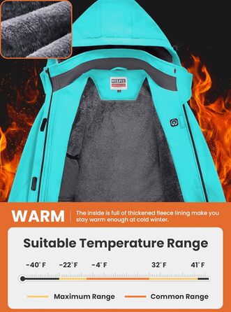 Жіноча водонепроникна куртка WULFUL для сноубордингу та лижного спорту, зимова, з капюшоном, колір блакитний