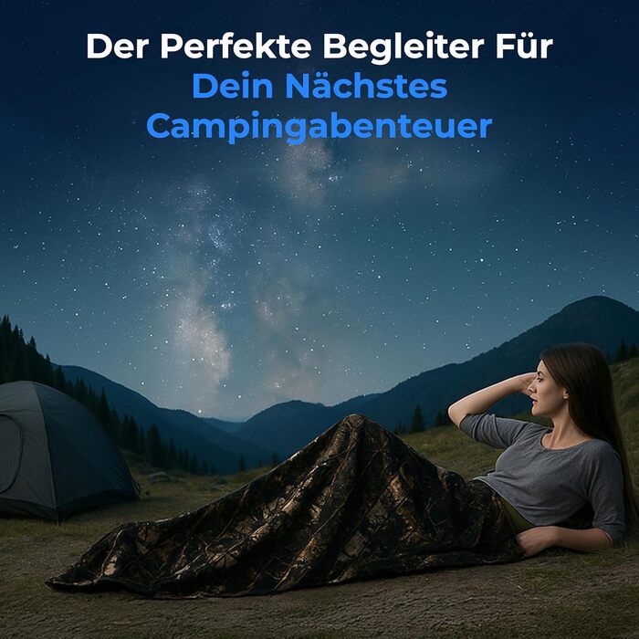 Спальний мішок SereneLife Mumienschlaф – легкий, теплий та водонепроникний для зими та холодних умов, ізоляція від -15 до 12 °C, гладкий блискавчик, компактний компресійний мішок, подушка для подорожей, для кемпінгу та відпочинку на природі (Real Tree)